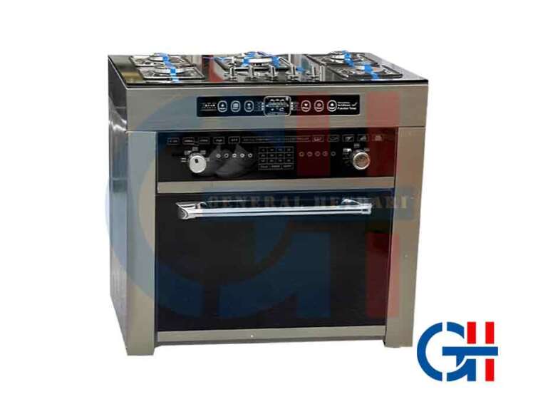 اجاق گاز طرح فر تکنوا مدل تایتان 5شعله نما استیل نمای بیرونی